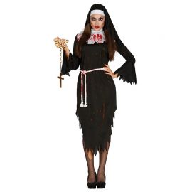 Fantasia de freira zumbi para mulheres com Cofia de Nun