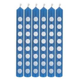 6 Velas Azul com Pontos 6 cm