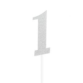 Cake Topper Glitter nº 1 Plata 15 x 3 cm Cake Topper Glitter nº 1 Plata 15 x 3 cm