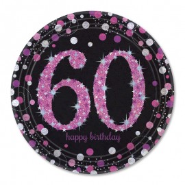 8 Pratos 60 anos Elegant Pink 23 cm