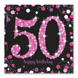 16 Guardanapos 50 anos Elegant Pink 33 cm