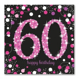 16 Guardanapos 60 anos Elegant Pink 33 cm