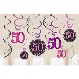 12 Decorativos Pendentes 50 anos Elegant Pink