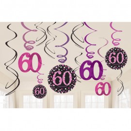 12 Decorativos Pendentes 60 anos Elegant Pink