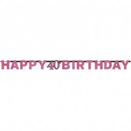 Grinalda 40 anos Happy Birthday Elegant Pink