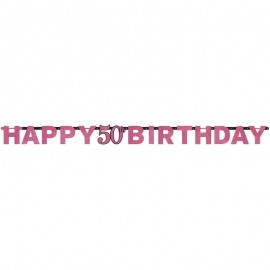 Grinalda 50 anos Happy Birthday Elegant Pink