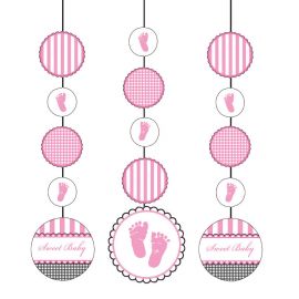 3 pés doces de bebê rosa decorações penduradas