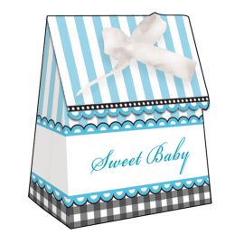 6 Caixas azuis com pés doces de bebê