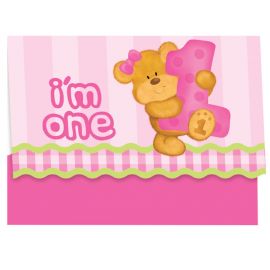 8 Convites Primeiro Año Ursinho Menina