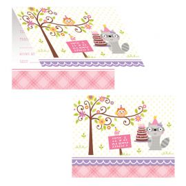 8 Convites Animais do Bosque Menina