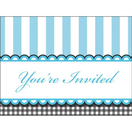 8 Invitaciones Sweet Baby Feet Blue