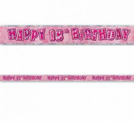 Cartaz Happy Birthday 18 Anos Rosa Glitz