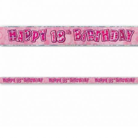 Cartell Happy Birthday 18 Años Rosa Glitz