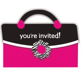 8 Convites Pink Zebra Bolsito