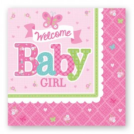16 Guardanapos Welcome Baby Girl 33 cm