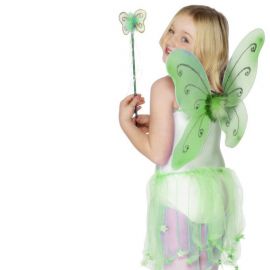 Halas de Mariposa Verde con Varita para Niña