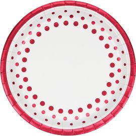 8 Platos Sparkle and Shine Red 23 cm