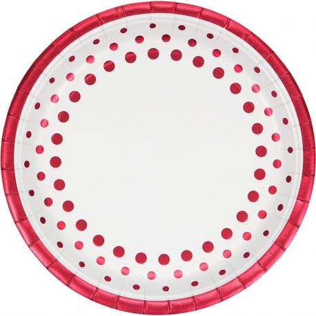 8 Platos Sparkle and Shine Red 23 cm