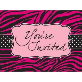8 Convites Pink Zebra