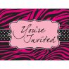 8 Invitaciones Pink Zebra