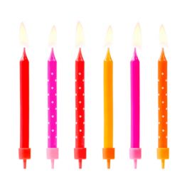 6 velas com toupeiras de aniversário