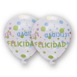 6 Balões Transparentes Felicidades 30 cm