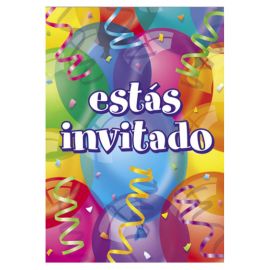 8 Invitaciones con Globos Estás Invitado