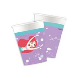 8 Copos Pequena Sereia Metalizados 200 ml