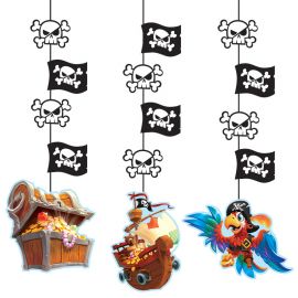 3 decorações de tesouro piratas penduradas