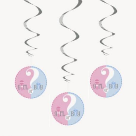 3 Decorativos Pendentes Gender Reveal