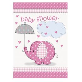 8 Convites Baby Shower Elefante Menina