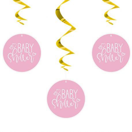 3 Decorativos Pendentes Baby Shower Menina