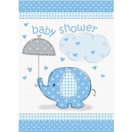 8 Convites Baby Shower Elefante Menino