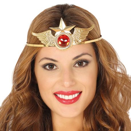 Diadema Dorada de Metal para Super Heroina