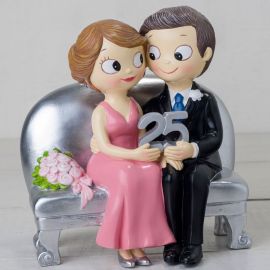 Figura para bolo de casamento prateado