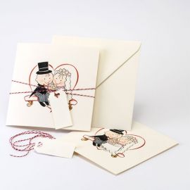 24 Convites Originais Pit & Pita com Envelope, Corda e Cartão