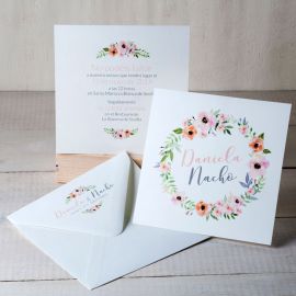 25 Convites para Casamento Coroa de Flores com Envelope
