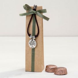 Pulseira com Medalha Árvode/Life is a Gift com 2 Chocolates