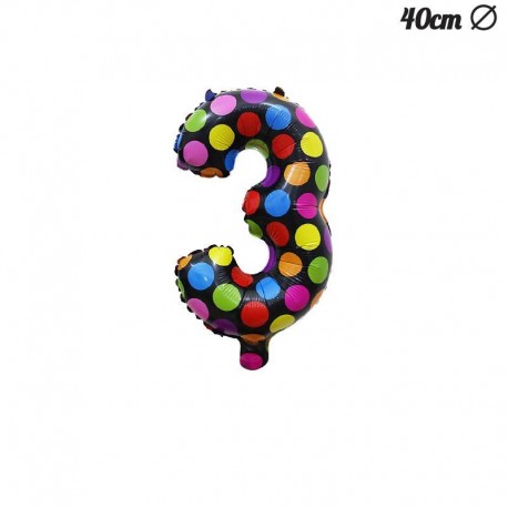 Globo Numero 3 Lunares Foil 40 cm