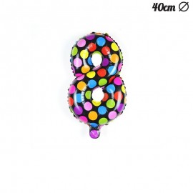 Balão Bolinhas Número 8 Foil 40 cm