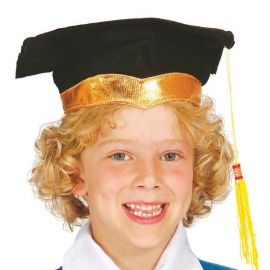 Graduação infantil Birrete com fita dourada