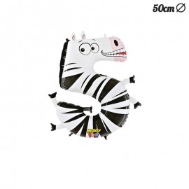 Balão Zebra Número 5 Foil 50 cm