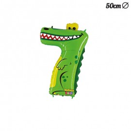 Balão Crocodilo Número 7 Foil 50 cm