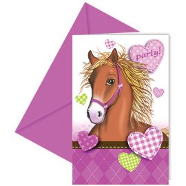6 convites cavalo com envelope