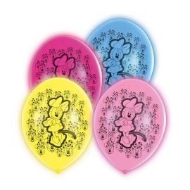 6 Balões Minnie Mouse Led de Látex 28 cm