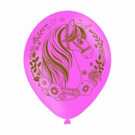 6 Balões de unicórnio mágico rosa de látex