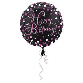 Balão Happy Birthday Elegante Rosa Papel