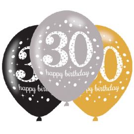 6 feliz aniversário elegantes balões de 30 anos 28 cm
