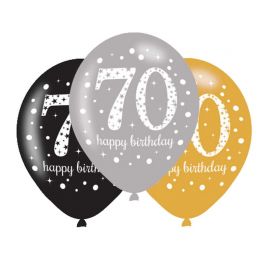 6 feliz aniversário elegantes balões 70 anos Dorado 28 cm