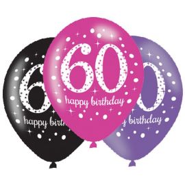 6 feliz aniversário elegantes balões 60 anos rosa 28 cm